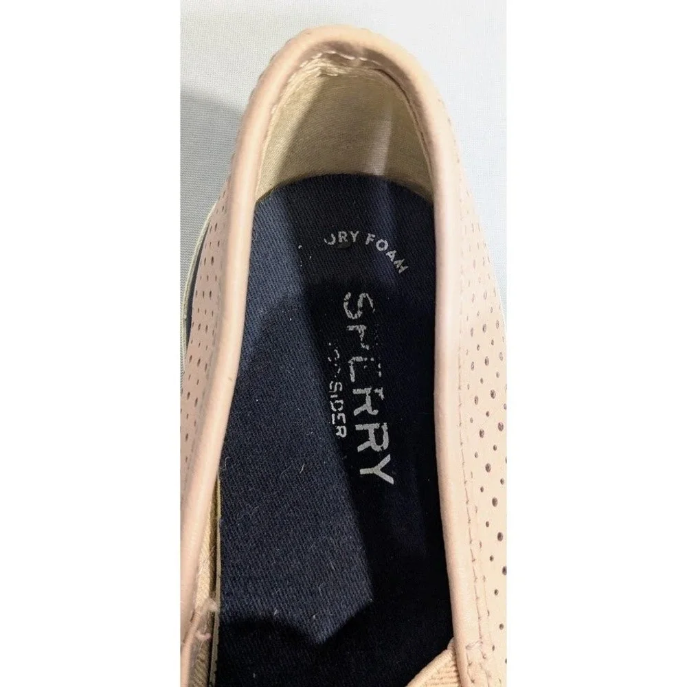 Sperry Womens 7.5  Crest Vibe Perforated Leather Slip‎ On Sneakers Blush Pink